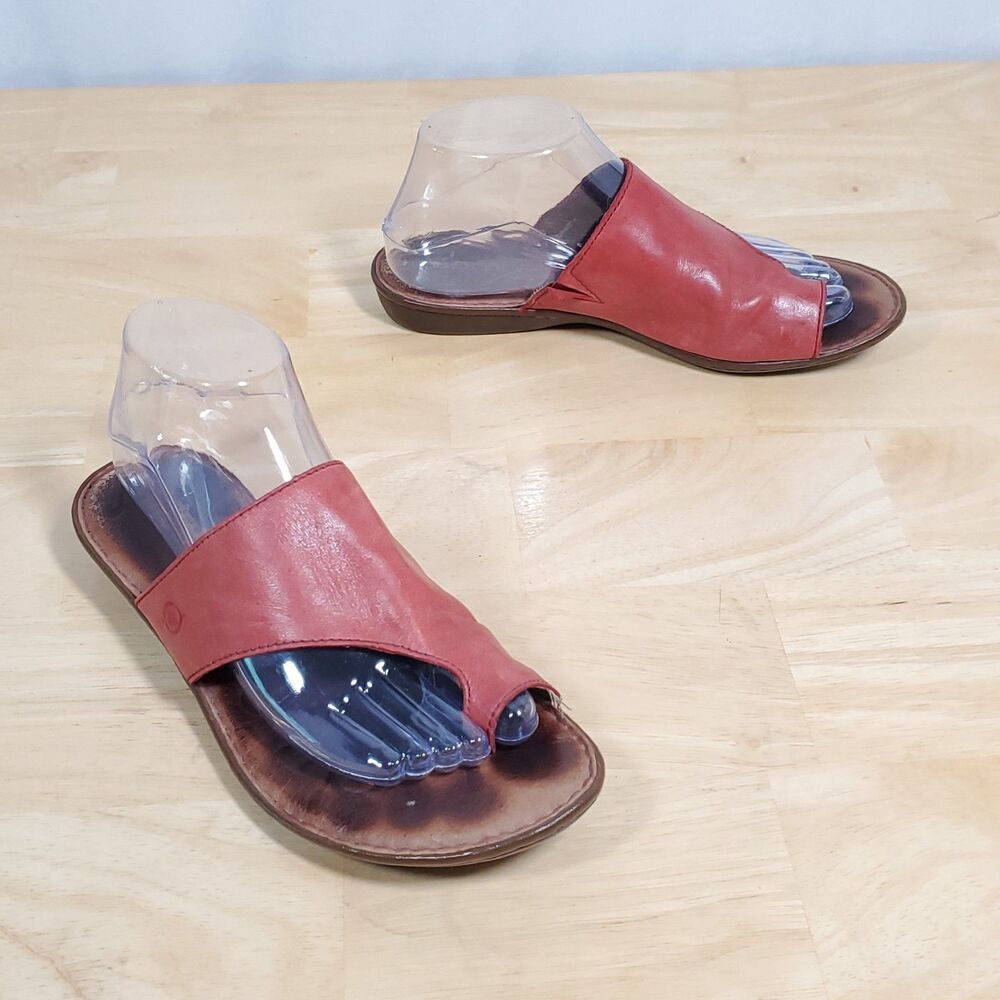 Born Inti Leather Sandals Womens Sz 8 Red Boho Lagenlook Bohemian Hippie Minimal